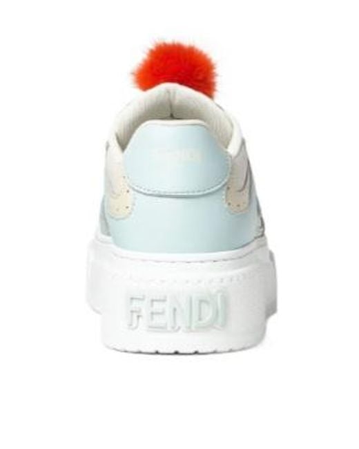 Fendi White Match Platform Low-Top Sneakers