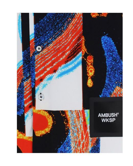 Ambush Blue Graphic-Print Short-Sleeved Shirt for men