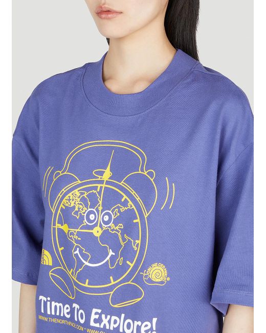 The North Face Blue X Online Ceramics Graphic-Printed Cropped T-Shirt