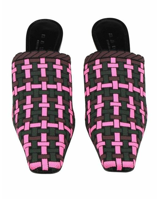 Marni Purple Geometric-Print Mules