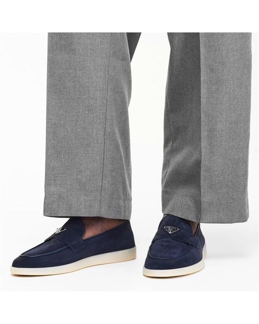 Prada Blue Logo Loafers for men