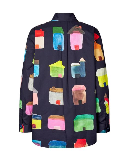 Stine Goya Blue Printed Long-Sleeved Shirt