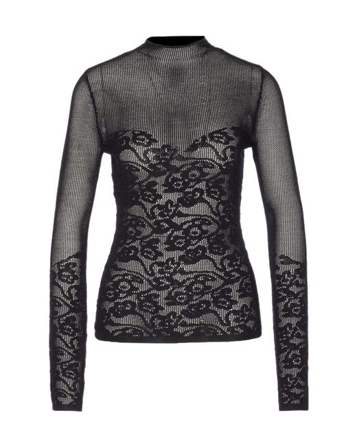 Patrizia Pepe Black Embroidered Mesh Knitwear