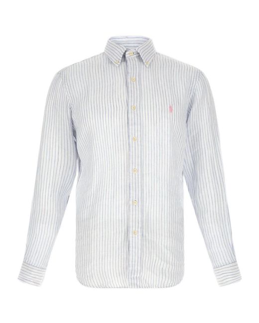 Polo Ralph Lauren White Striped Button-Down Shirt for men