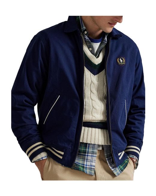Polo Ralph Lauren Blue Solid Color Bomber Jacket for men