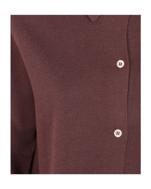 Aspesi Purple Single-Breasted Long-Sleeve Knit Top