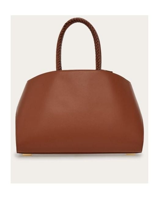 Ferragamo Brown Small Logo Shoulder Bag