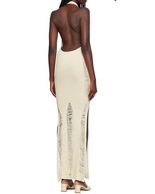 AYA MUSE White Ribbed Knitted Dress