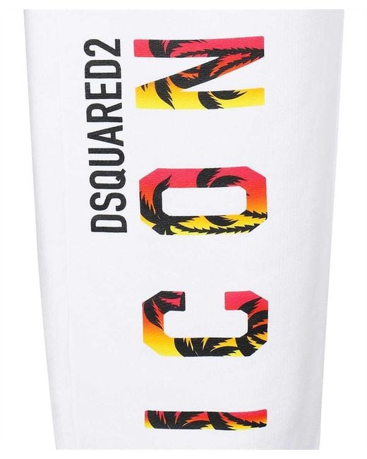 DSquared² White Logo Printed Sweatpants