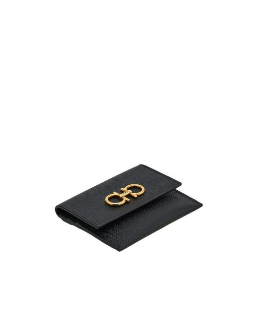 Ferragamo Black Gancini Credit Card Holder