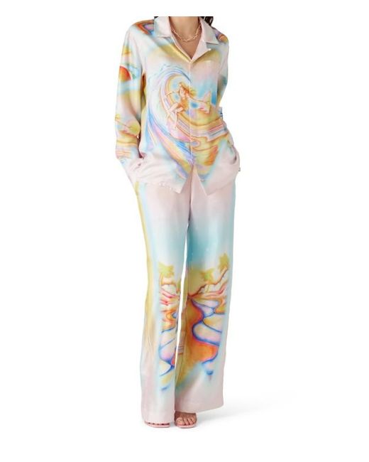 Casablanca Blue Psychedelic Nirvana Satin Trousers