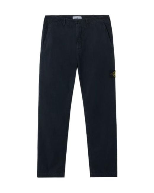 Stone Island Blue Logo Patch Trousers for men