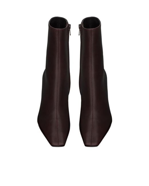Saint Laurent Brown Jill Square Pointed Toe Ankle Boots