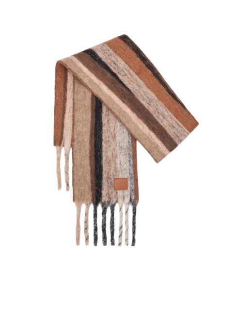 Loewe White Fringed-Edge Striped Scarf
