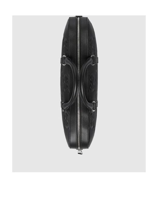 Gucci Black Debossed-Logo Laptop Bag for men