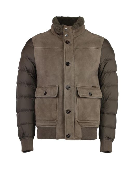 Moorer Brown Fantoni Quilted Down Jacket for men