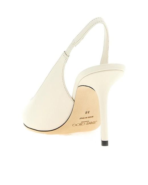 Jimmy Choo White Love 85 Pointed Toe Slingback Pumps