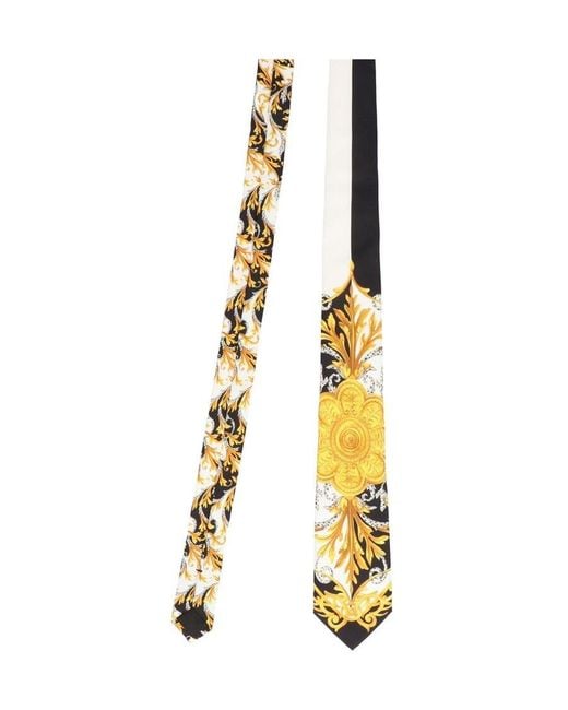 Versace Metallic Acanthus Print Tie for men