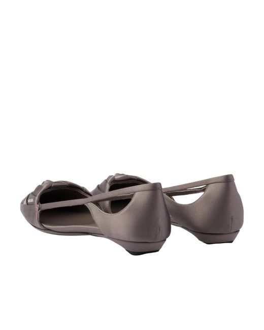 Prada Brown Logo Printed Cut-Out Detailed Ballerinas