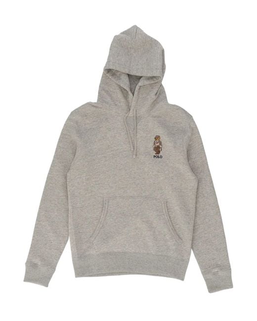 Polo Ralph Lauren Gray Polo Bear Long-Sleeve Hooded Sweatshirt for men