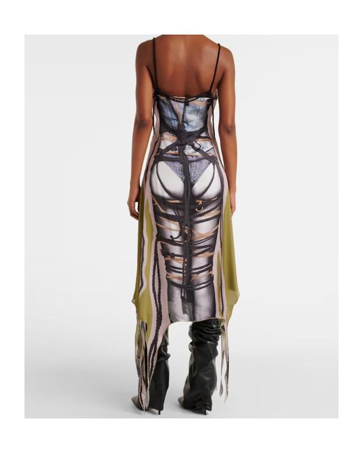 Y. Project White Bondage Printed Midi Dress