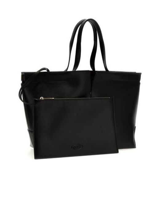 Tod's Black Logo Debossed Medium Tote Bag