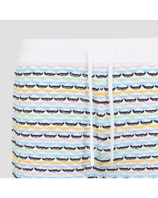 Casablanca Blue Tuck Stitch Knitted Drawstring Shorts for men