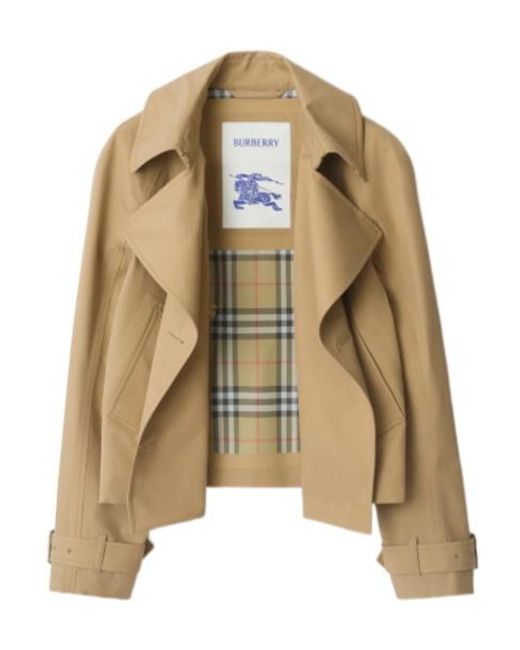 Burberry Natural Cropped Cotton Trench Jacket