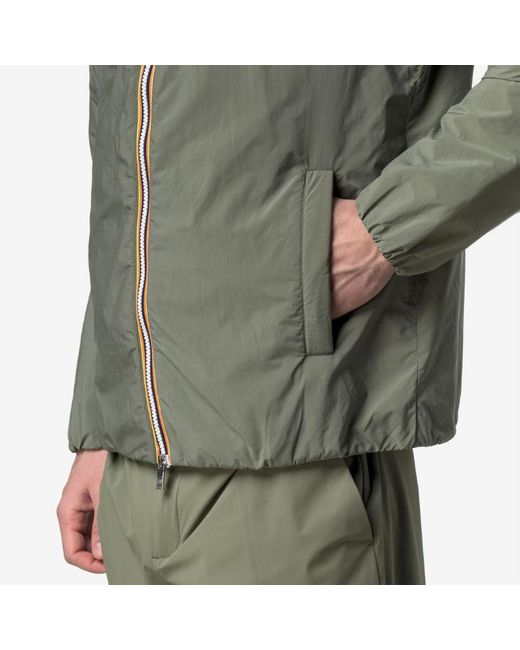 K-Way Green Plain Zip-Up Hooded Jacket for men