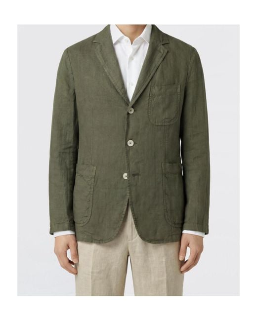 Aspesi Green Unlined Linen Blazer for men