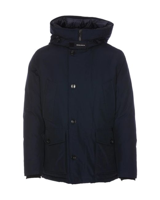 Woolrich Blue Long-Sleeved Button Coat for men