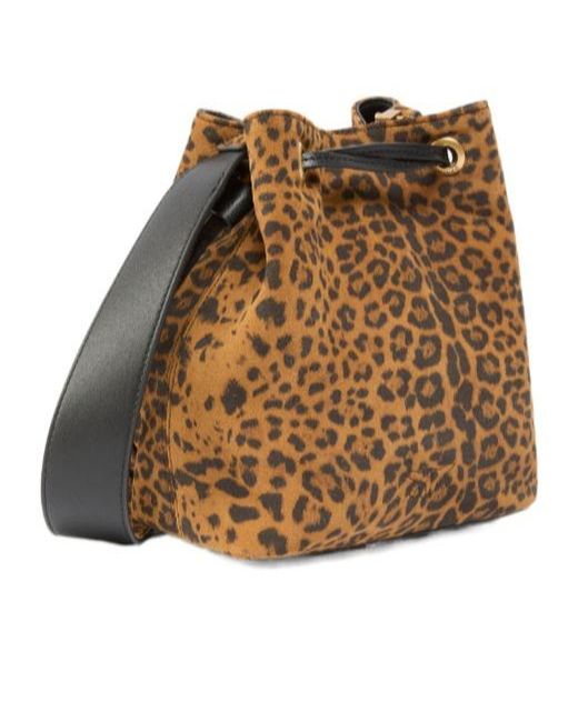 Pinko Brown Leopard Printed Mini Bucket Bag