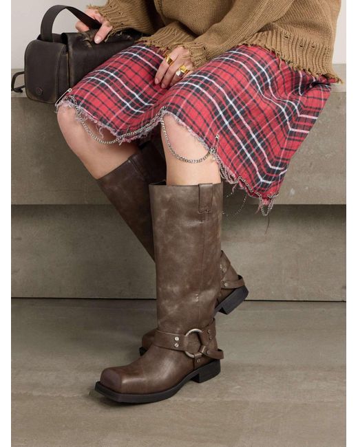 Acne Brown Square-Toed Boots