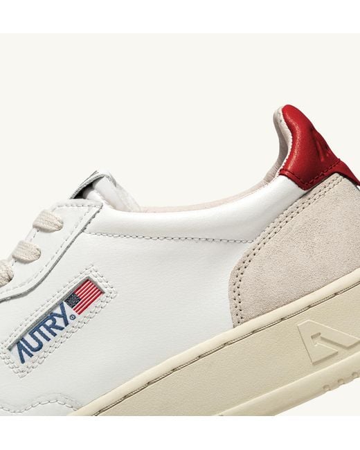 Autry White Paneled Low-Top Sneakers for men