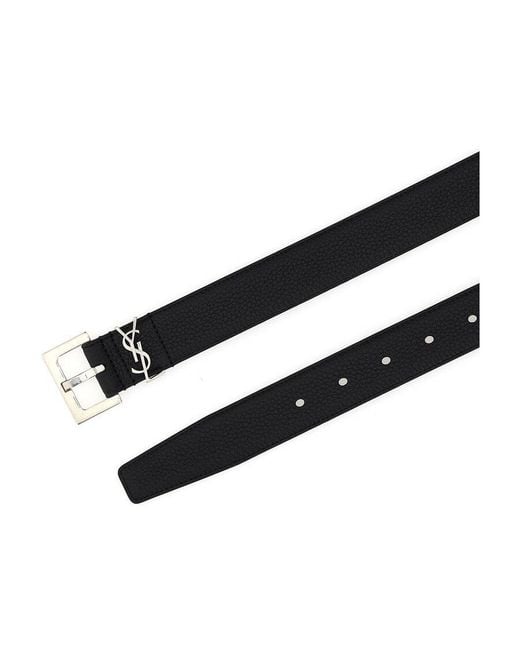 Saint Laurent White Monogram Logo Plaque Belt for men