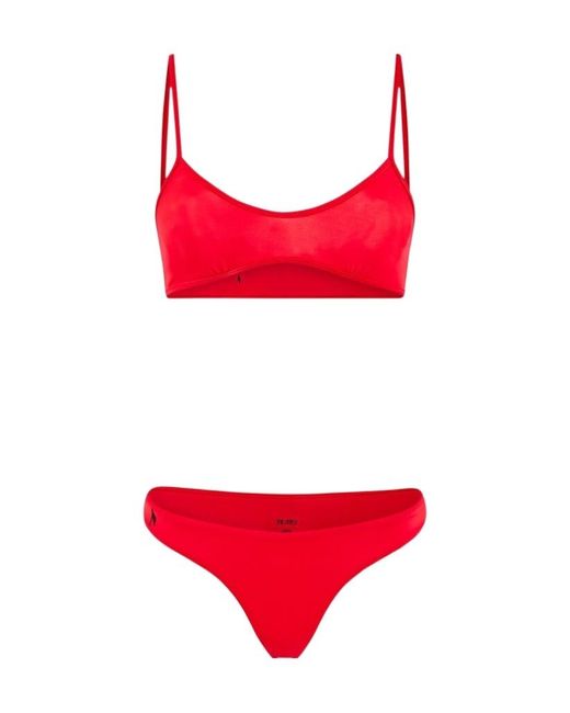 The Attico Red Suspender Bikini Set