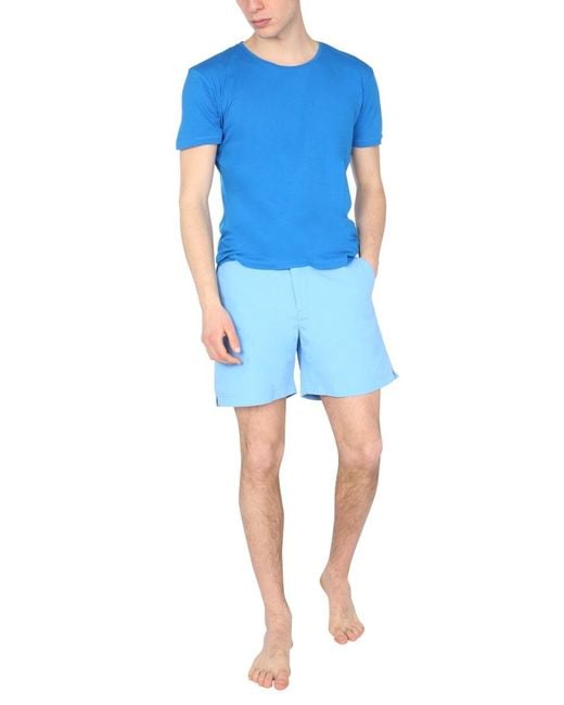 Orlebar Brown Blue Logo-Patch Swim Shorts for men