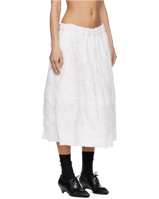Comme des Garçons White Lace Midi Skirt