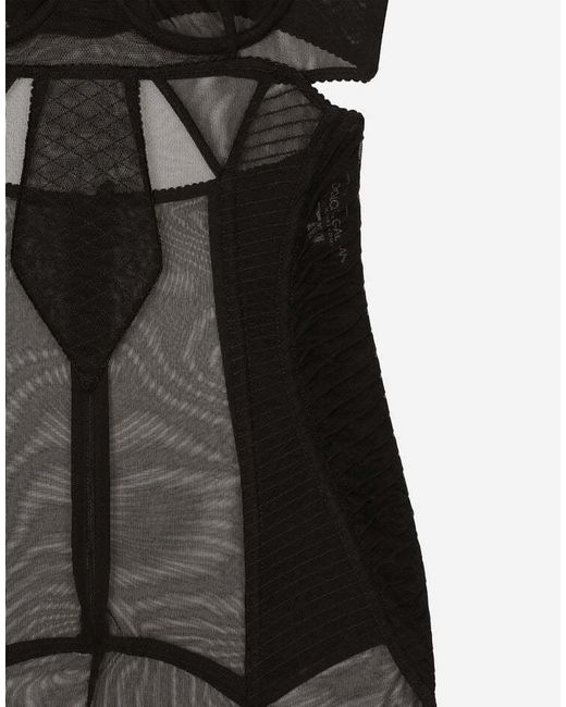 Dolce & Gabbana Black Corset Tulle Mini Dress