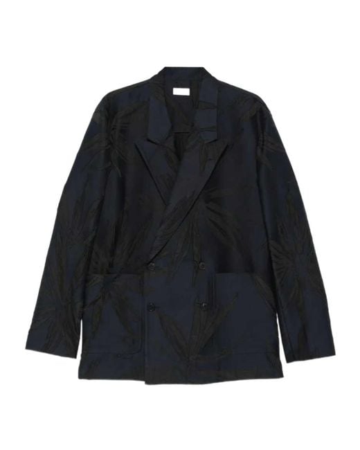 Dries Van Noten Blue Double-Breasted Suit Jacket for men