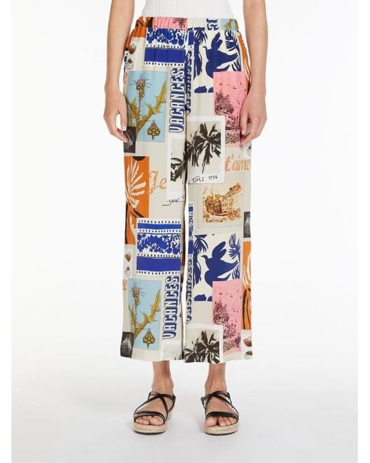 Weekend by Maxmara White Geometric-Print Trousers
