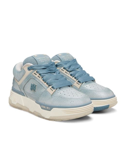 Amiri Blue Pebbled Ma-1 Lace-Up Casual Sneakers for men