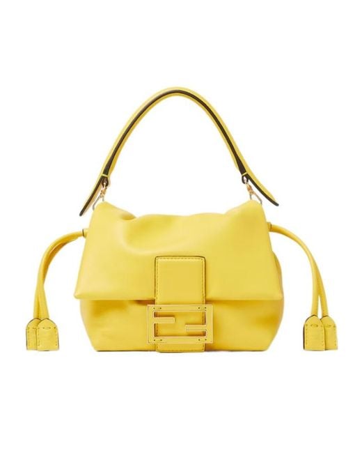 Fendi Yellow Mamma Baguette Small Shoulder Bag