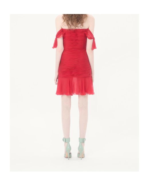 Valentino Red Flounce Chiffon Dress