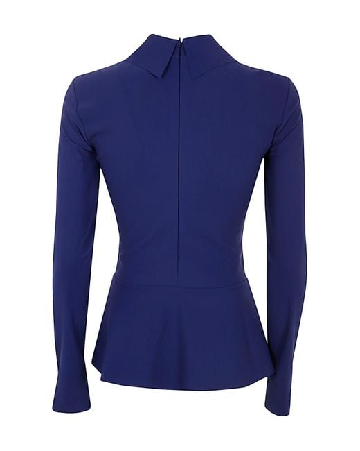 La Petite Robe Di Chiara Boni Blue Asym Peplum Top