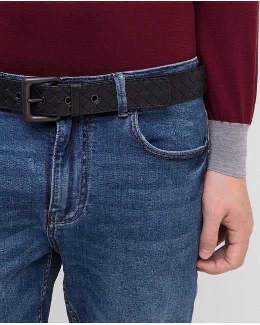 Bottega Veneta Black Intrecciato Belt for men