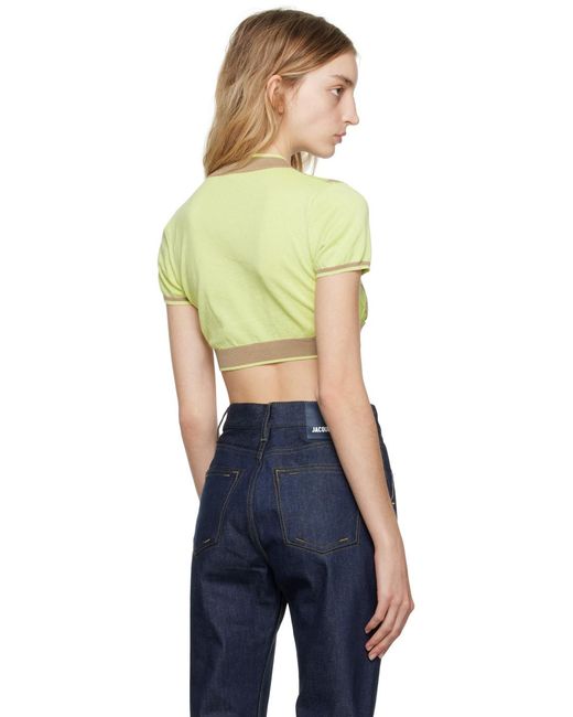 Jacquemus Blue Argyle-Check-Pattern Cropped Top