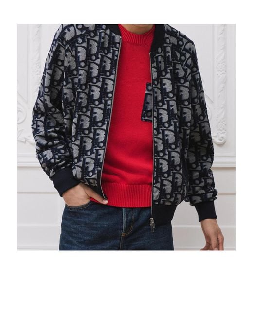Dior Blue Oblique Bomber Jacket for men