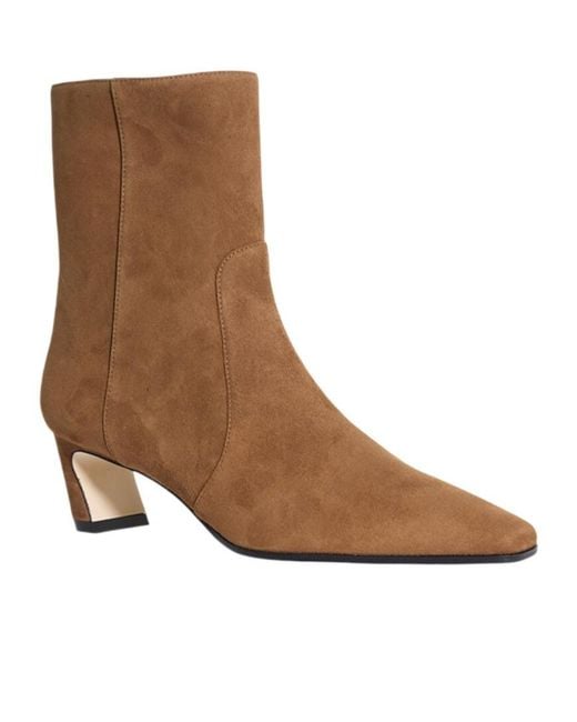 Stuart Weitzman Brown Zippered Ankle Boots