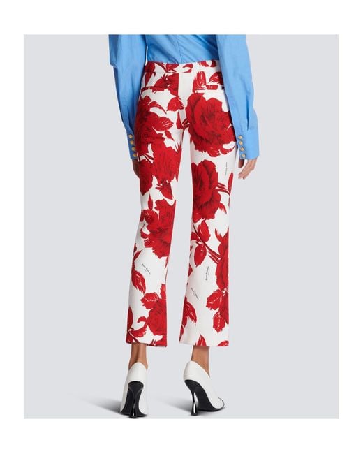 Balmain Rose Printed Flared Pants
